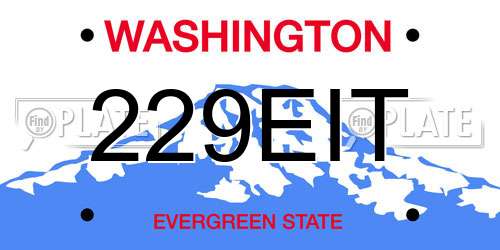 229EIT Washington License Plate