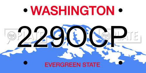 229OCP Washington License Plate