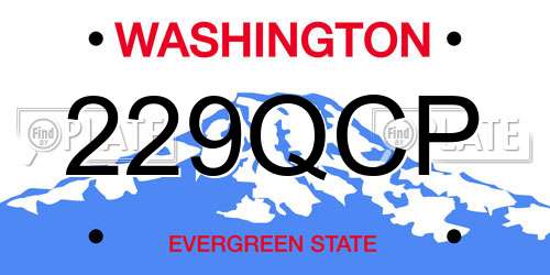 229QCP Washington License Plate
