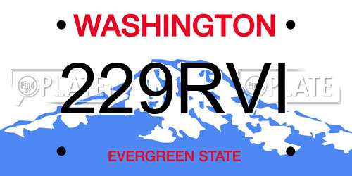 229RVI Washington License Plate