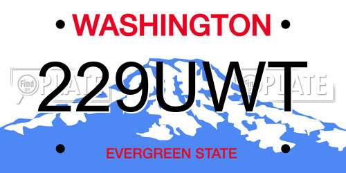 229UWT Washington License Plate