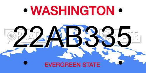 22AB335 Washington License Plate
