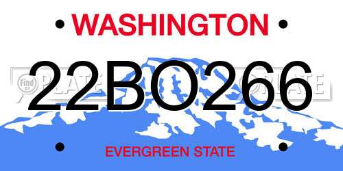 22BO266 Washington License Plate