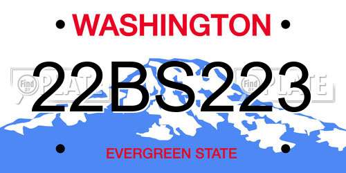 22BS223 Washington License Plate