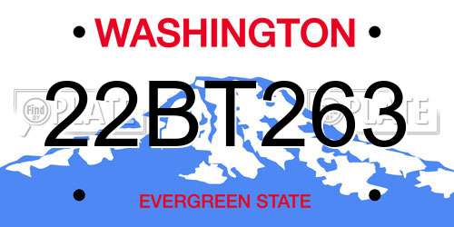 22BT263 Washington License Plate