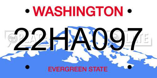 22HA097 Washington License Plate