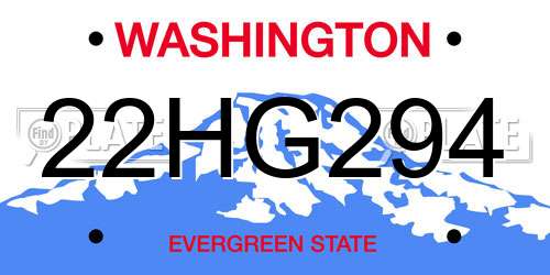 22HG294 Washington License Plate