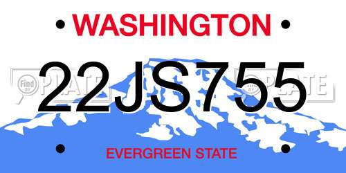 22JS755 Washington License Plate
