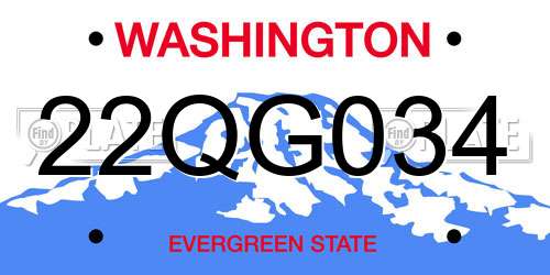 22QG034 Washington License Plate