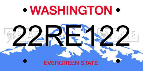 22RE122 Washington License Plate