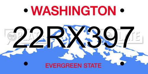 22RX397 Washington License Plate
