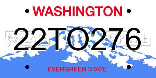 22TO276 Washington License Plate