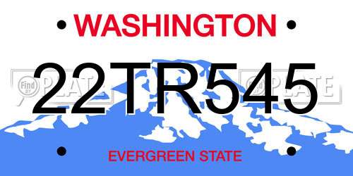 22TR545 Washington License Plate