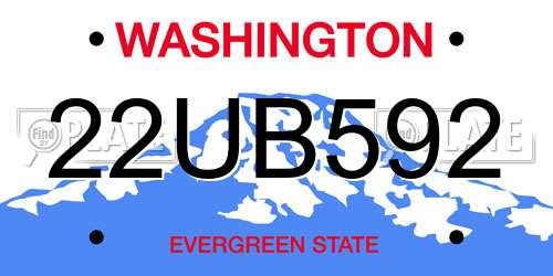 22UB592 Washington License Plate