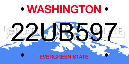 22UB597 Washington License Plate