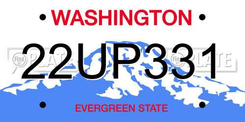 22UP331 Washington License Plate