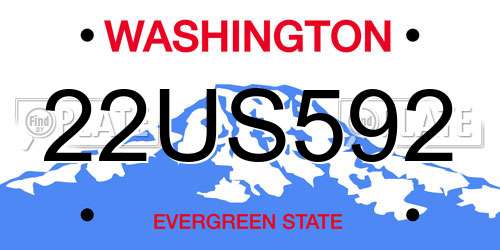 22US592 Washington License Plate