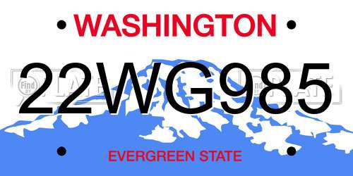 22WG985 Washington License Plate