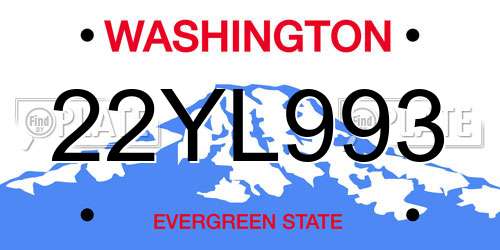 22YL993 Washington License Plate