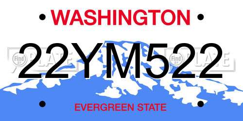 22YM522 Washington License Plate