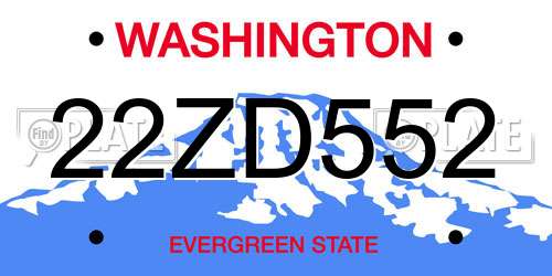 22ZD552 Washington License Plate