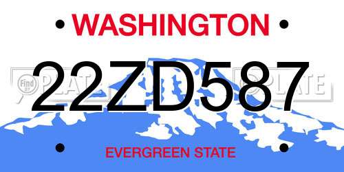 22ZD587 Washington License Plate