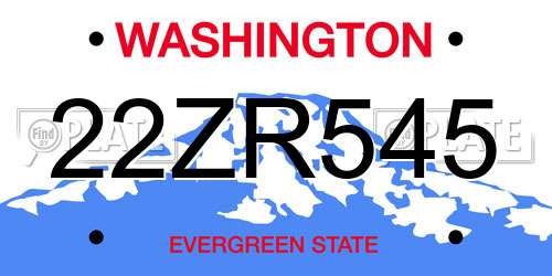 22ZR545 Washington License Plate