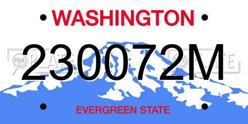 230072M Washington License Plate