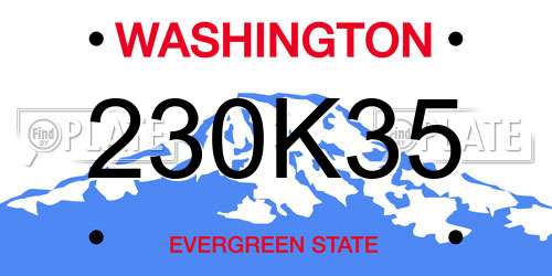 230K35 Washington License Plate