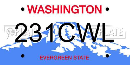 231CWL Washington License Plate