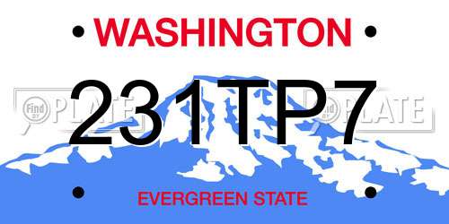 231TP7 Washington License Plate