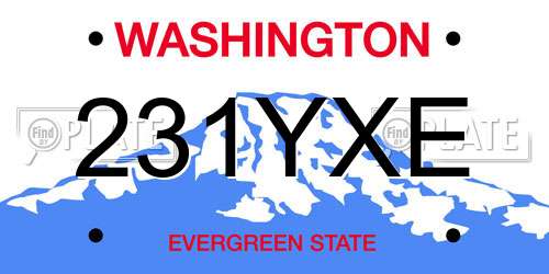 231YXE Washington License Plate