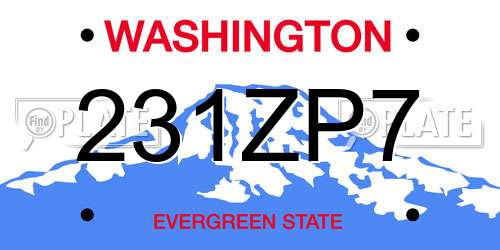 231ZP7 Washington License Plate