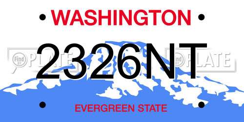 2326NT Washington License Plate