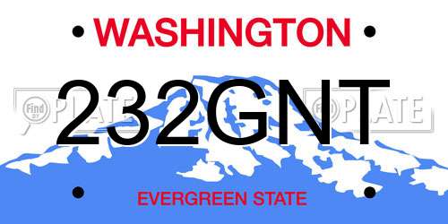 232GNT Washington License Plate