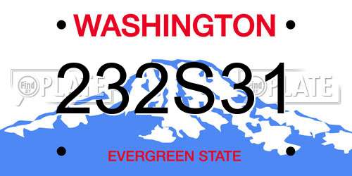 232S31 Washington License Plate