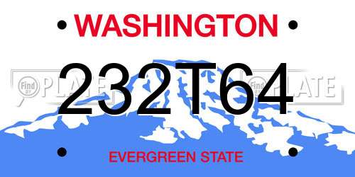 232T64 Washington License Plate