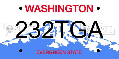232TGA Washington License Plate