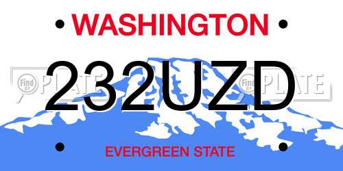 232UZD Washington License Plate