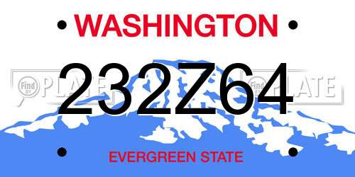 232Z64 Washington License Plate