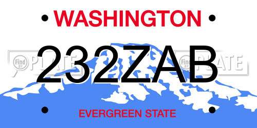 232ZAB Washington License Plate