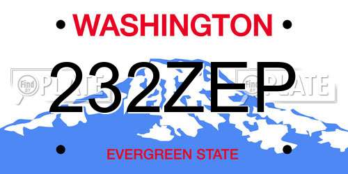 232ZEP Washington License Plate