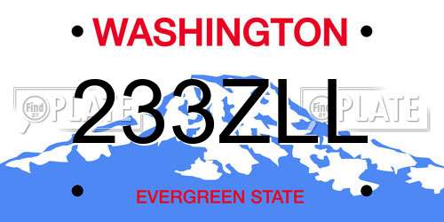 233ZLL Washington License Plate