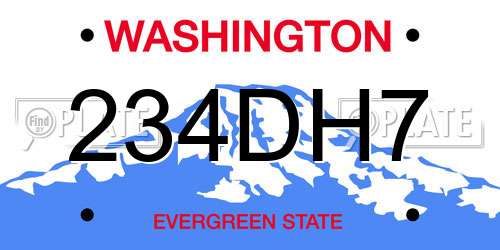 234DH7 Washington License Plate