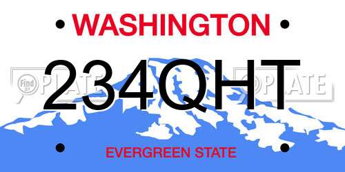 234QHT Washington License Plate