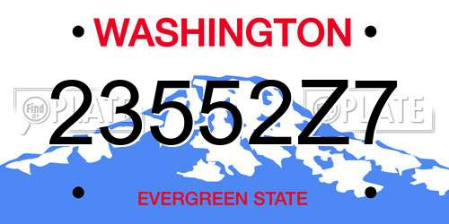 23552Z7 Washington License Plate