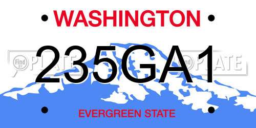 235GA1 Washington License Plate