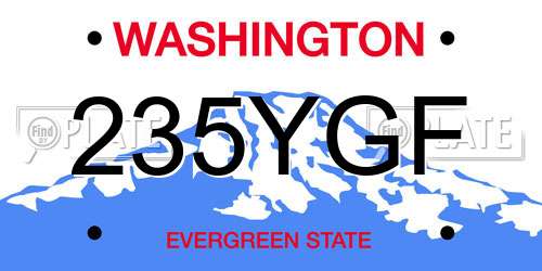 235YGF Washington License Plate