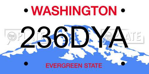 236DYA Washington License Plate