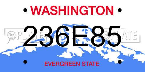 236E85 Washington License Plate